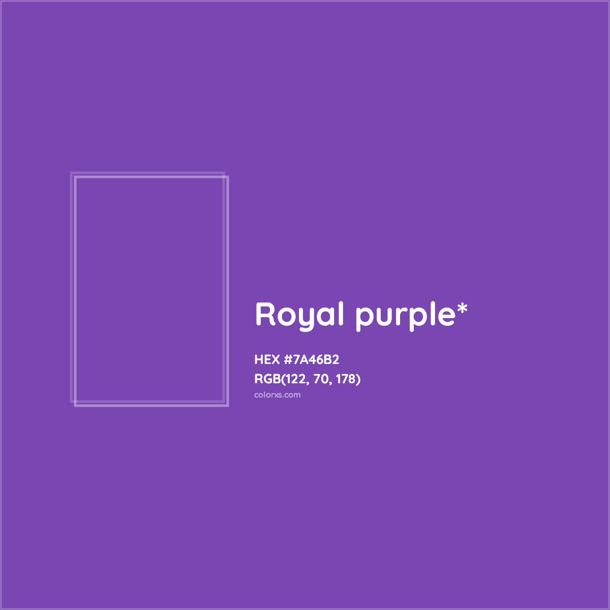 #7A46B2 hex color. RGB, RYB, CMYK, HSL, HSV codes and color conversions. Matching color names, palettes, paints.
