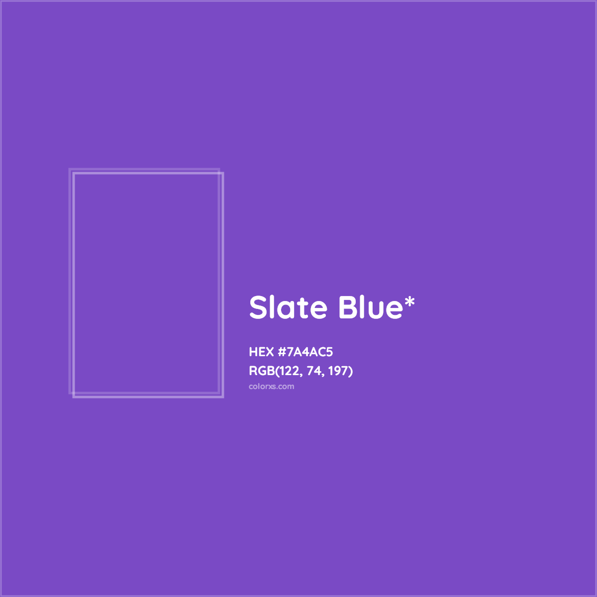 #7A4AC5 hex color. RGB, RYB, CMYK, HSL, HSV codes and color conversions. Matching color names, palettes, paints.