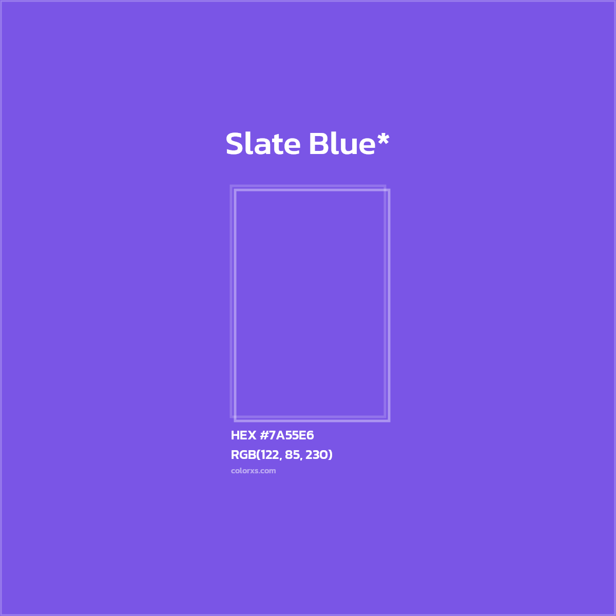 #7A55E6 hex color. RGB, RYB, CMYK, HSL, HSV codes and color conversions. Matching color names, palettes, paints.