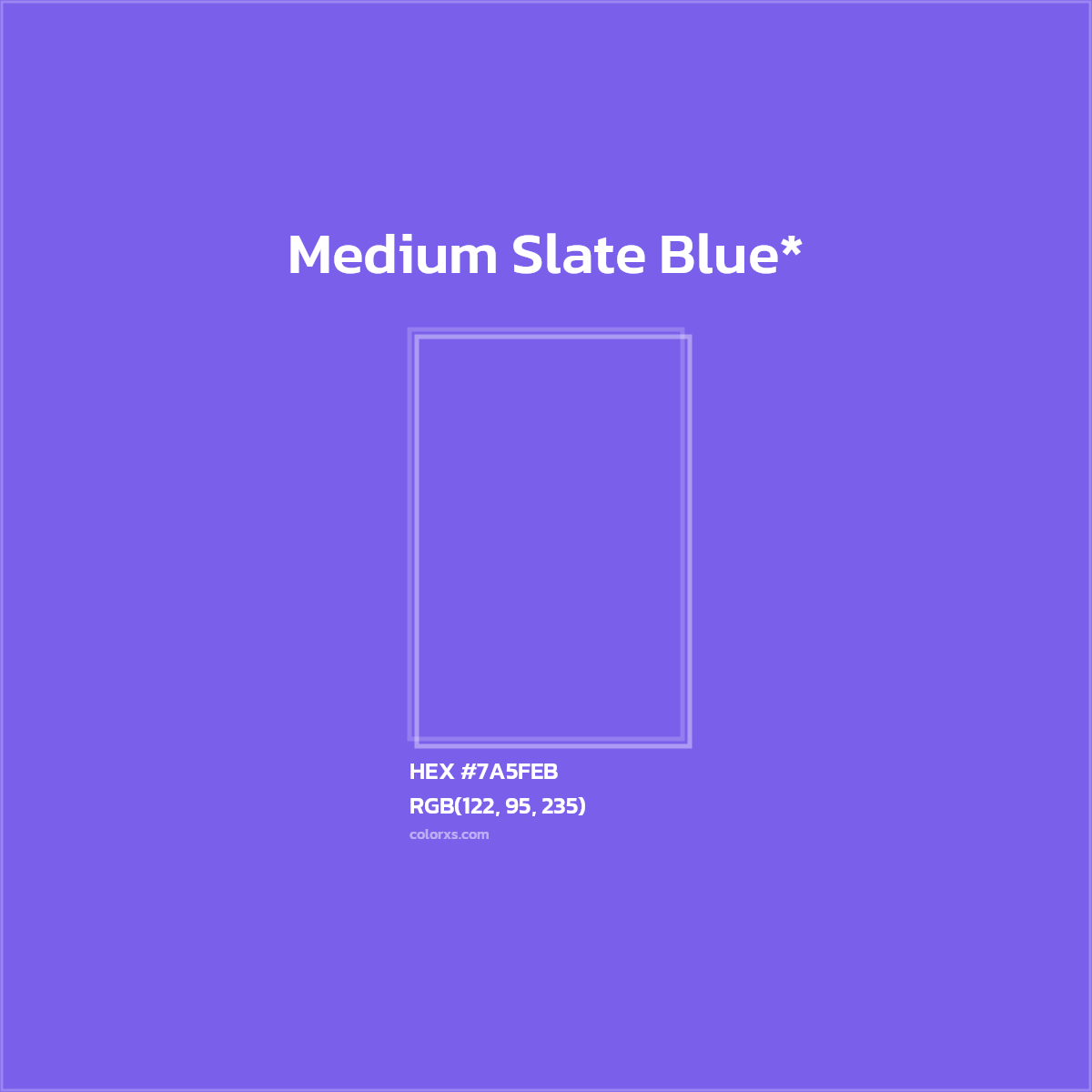 #7A5FEB hex color. RGB, RYB, CMYK, HSL, HSV codes and color conversions. Matching color names, palettes, paints.