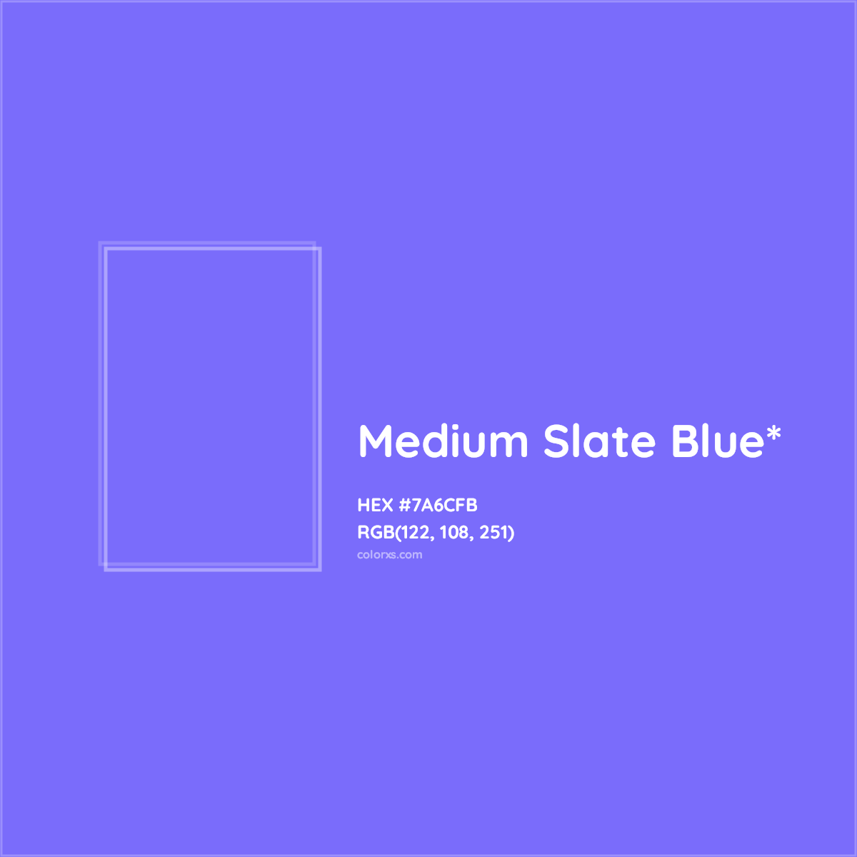 #7A6CFB hex color. RGB, RYB, CMYK, HSL, HSV codes and color conversions. Matching color names, palettes, paints.