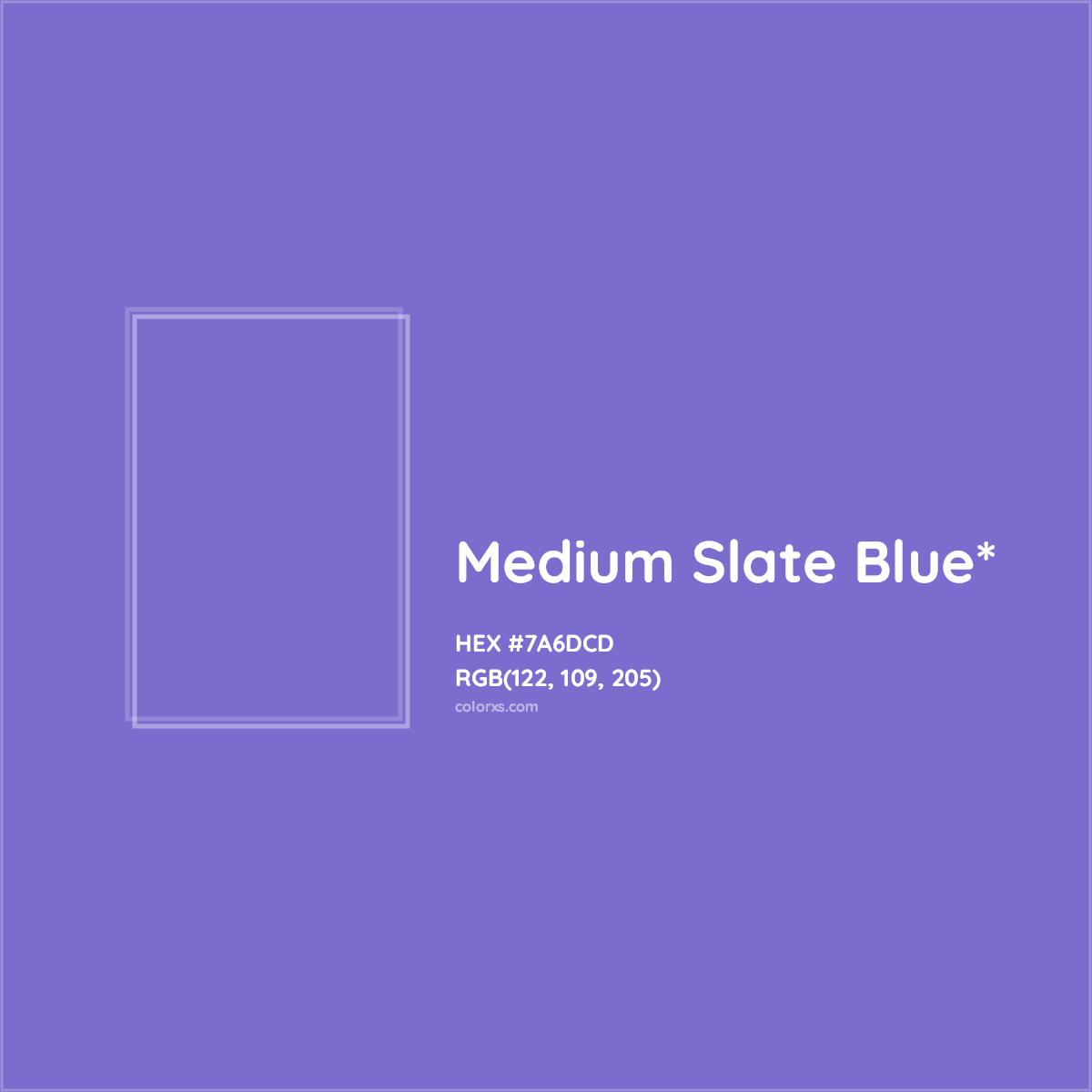 #7A6DCD hex color. RGB, RYB, CMYK, HSL, HSV codes and color conversions. Matching color names, palettes, paints.