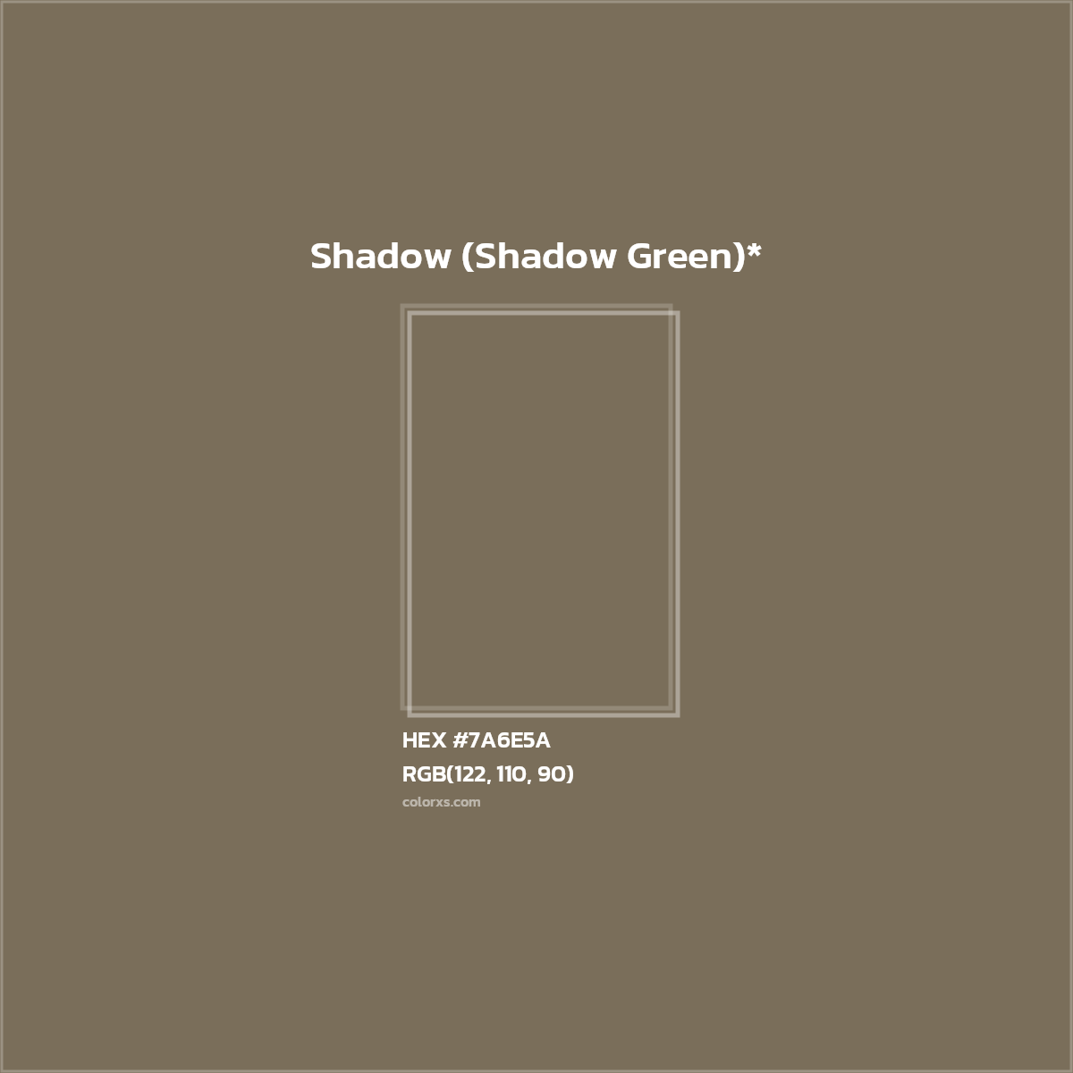 #7A6E5A hex color. RGB, RYB, CMYK, HSL, HSV codes and color conversions. Matching color names, palettes, paints.