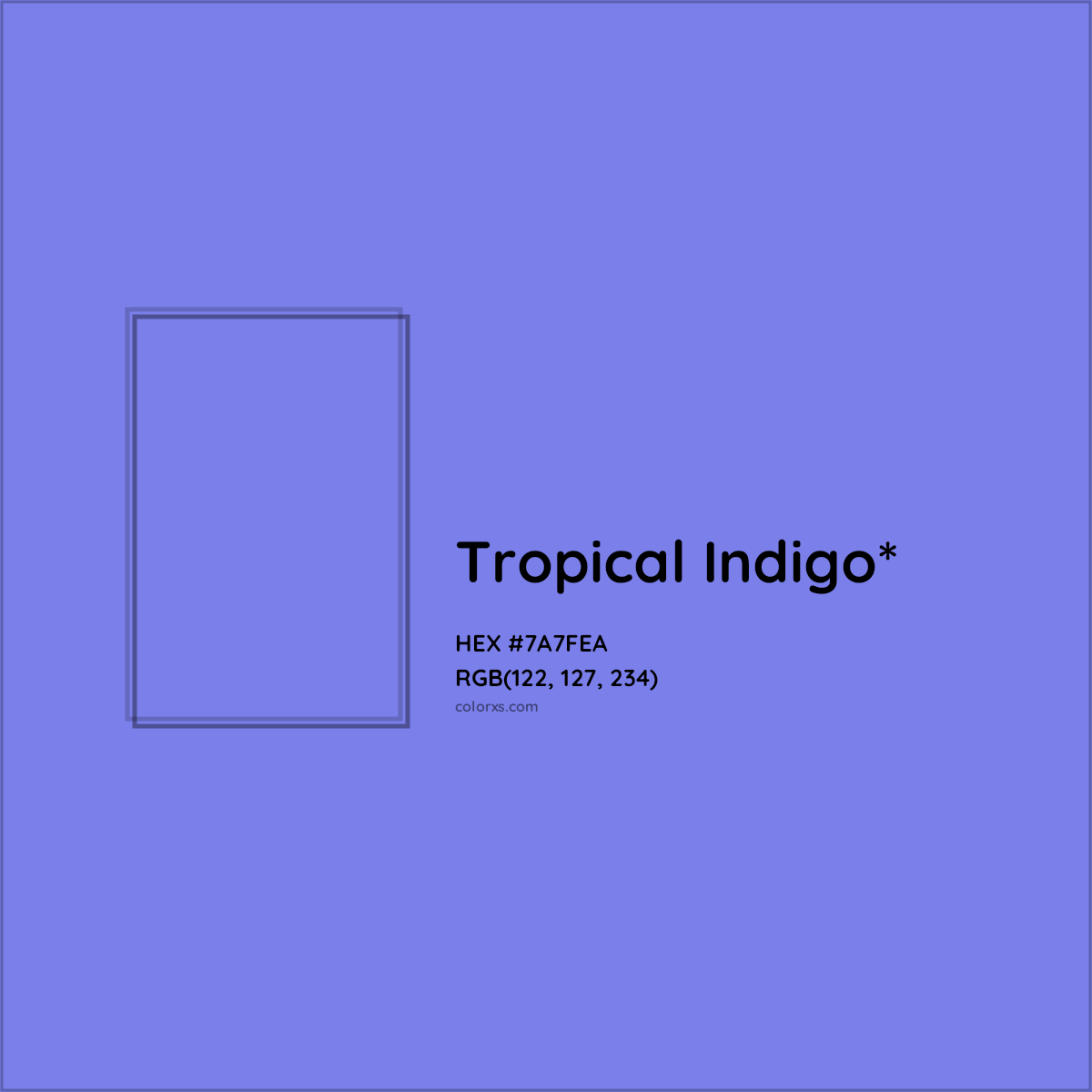#7A7FEA hex color. RGB, RYB, CMYK, HSL, HSV codes and color conversions. Matching color names, palettes, paints.