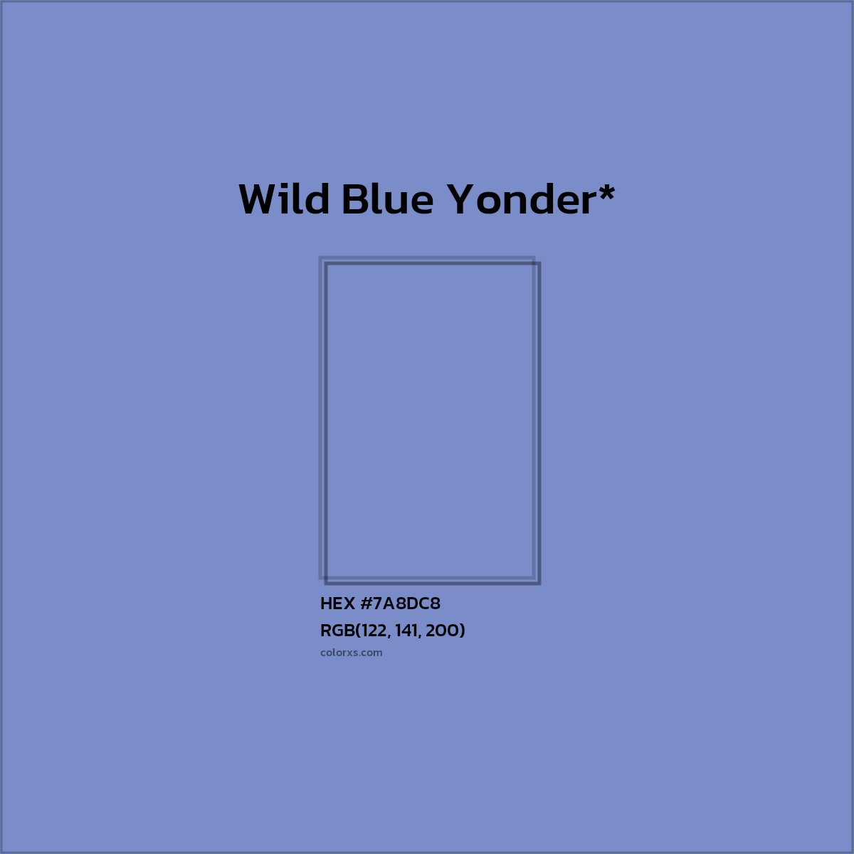 #7A8DC8 hex color. RGB, RYB, CMYK, HSL, HSV codes and color conversions. Matching color names, palettes, paints.