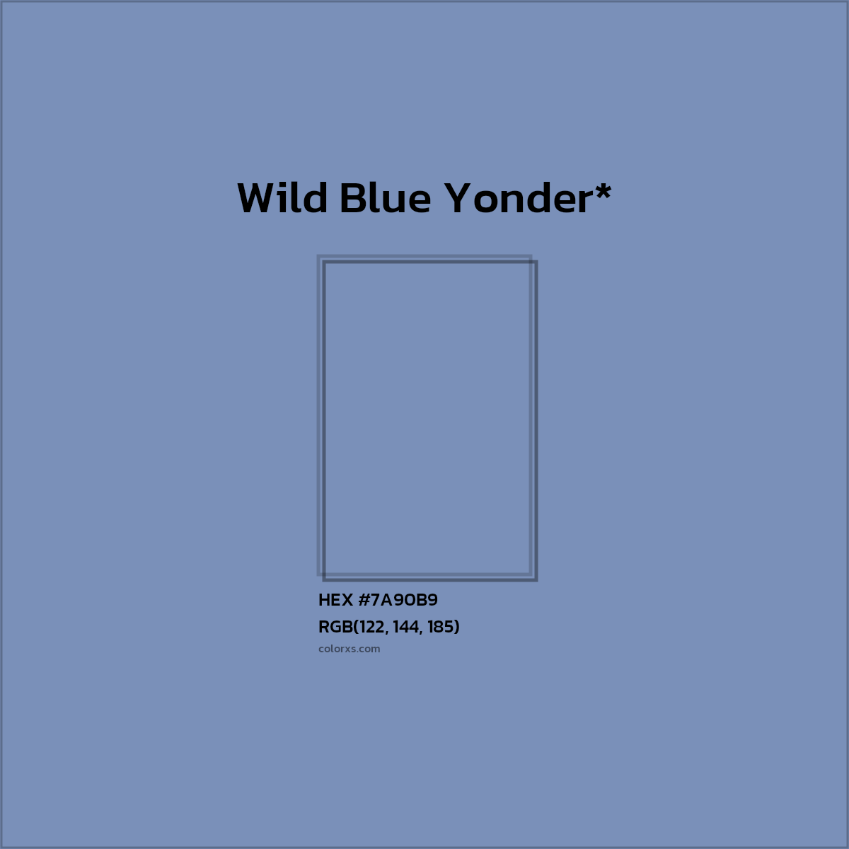 #7A90B9 hex color. RGB, RYB, CMYK, HSL, HSV codes and color conversions. Matching color names, palettes, paints.
