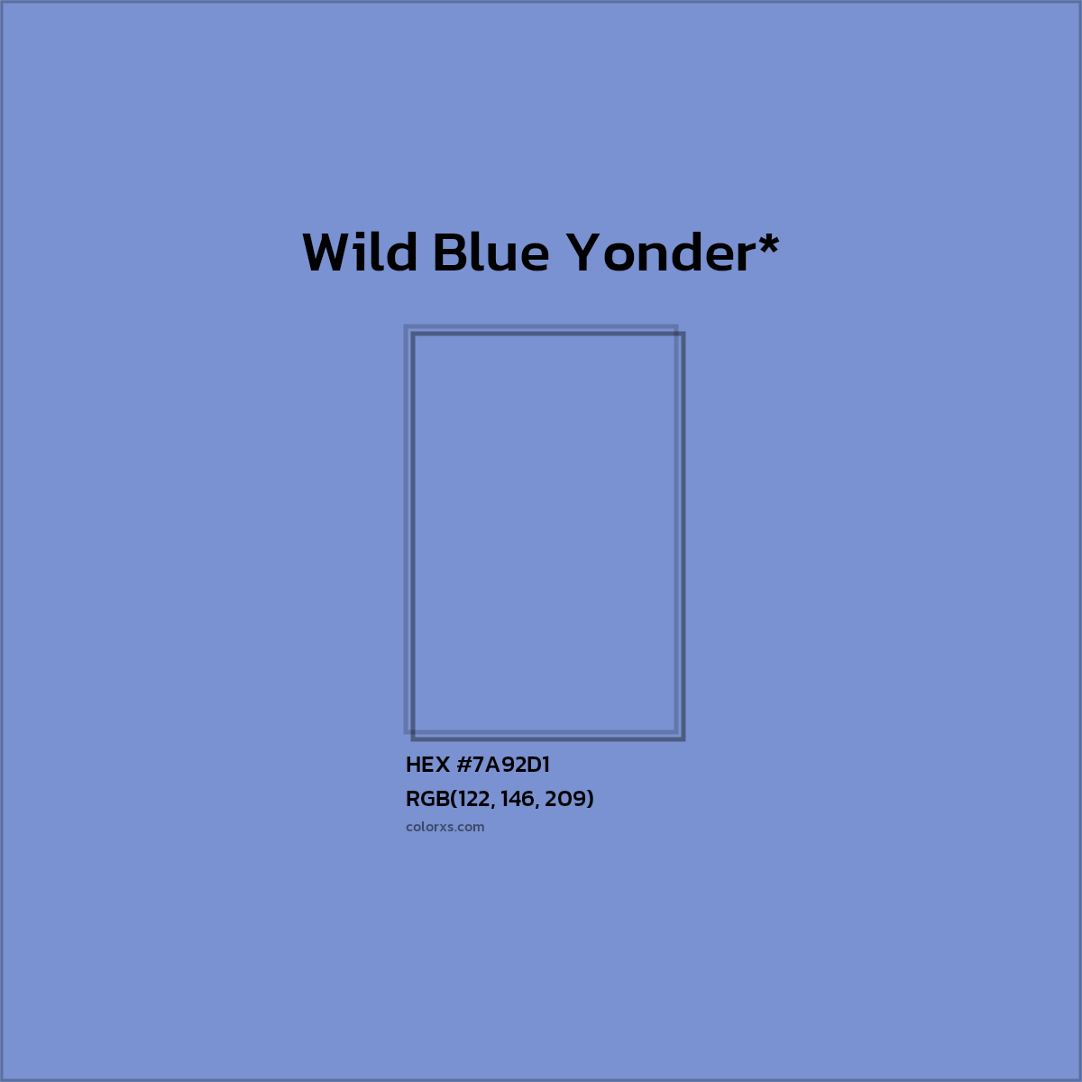 #7A92D1 hex color. RGB, RYB, CMYK, HSL, HSV codes and color conversions. Matching color names, palettes, paints.