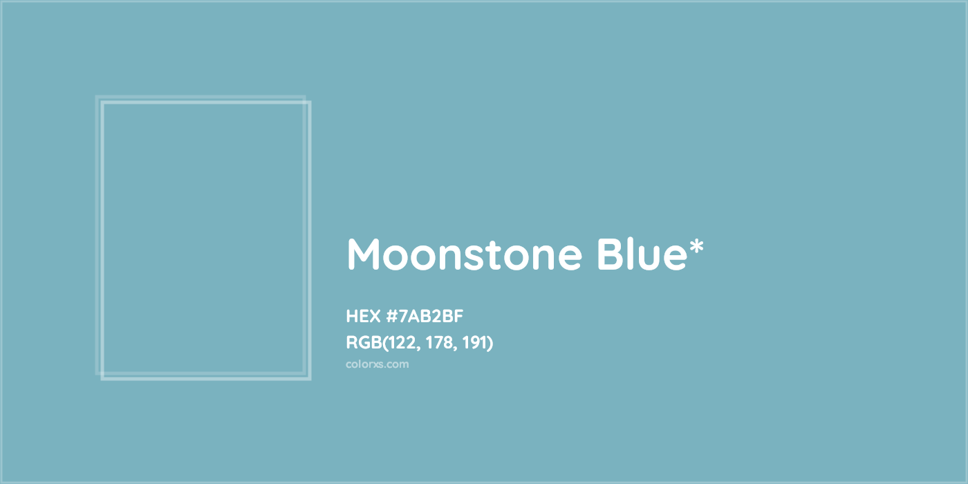 #7AB2BF hex color. RGB, RYB, CMYK, HSL, HSV codes and color conversions. Matching color names, palettes, paints.