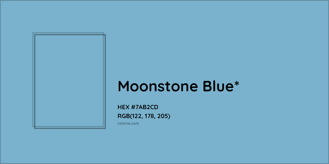 #7AB2CD hex color. RGB, RYB, CMYK, HSL, HSV codes and color conversions. Matching color names, palettes, paints.