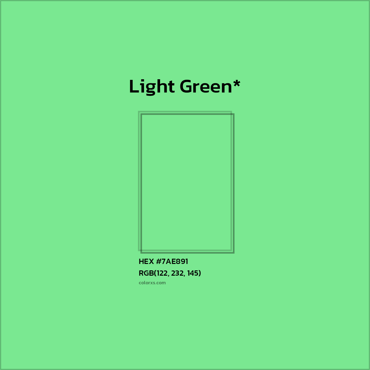 #7AE891 hex color. RGB, RYB, CMYK, HSL, HSV codes and color conversions. Matching color names, palettes, paints.