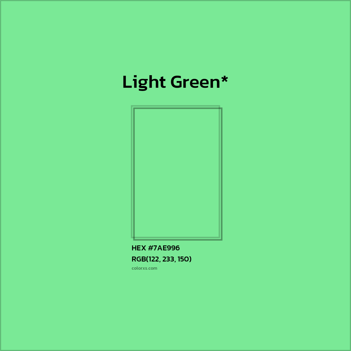 #7AE996 hex color. RGB, RYB, CMYK, HSL, HSV codes and color conversions. Matching color names, palettes, paints.