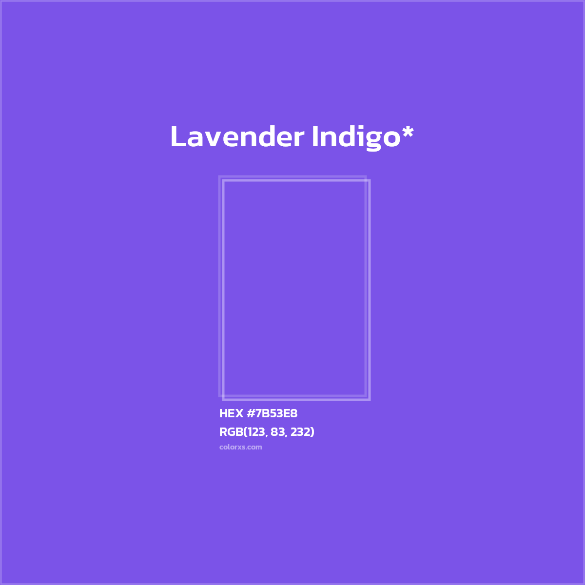 #7B53E8 hex color. RGB, RYB, CMYK, HSL, HSV codes and color conversions. Matching color names, palettes, paints.