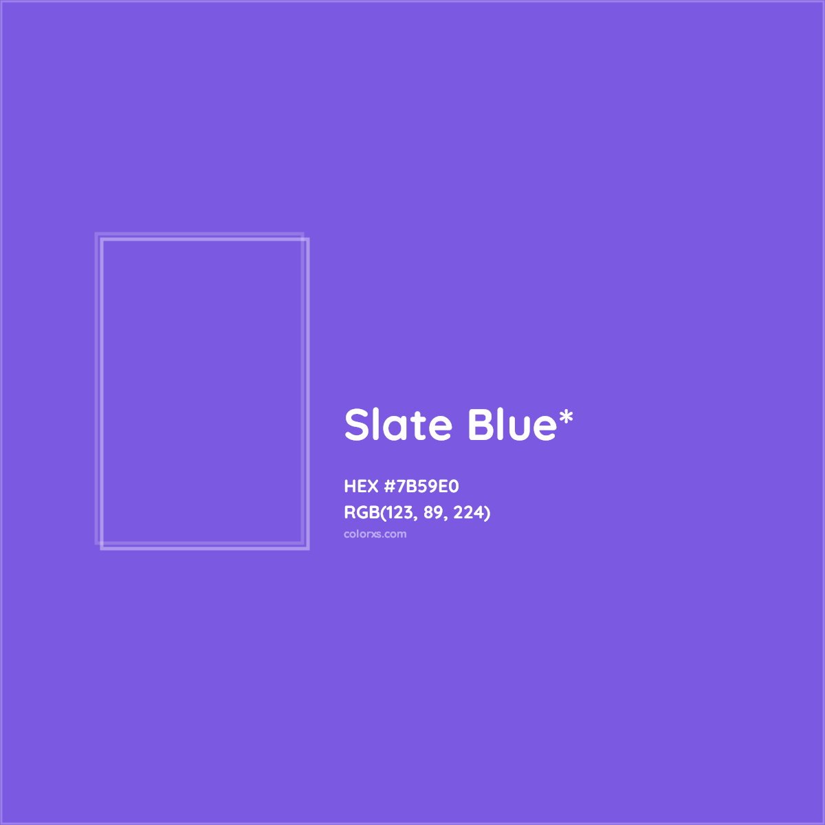 #7B59E0 hex color. RGB, RYB, CMYK, HSL, HSV codes and color conversions. Matching color names, palettes, paints.