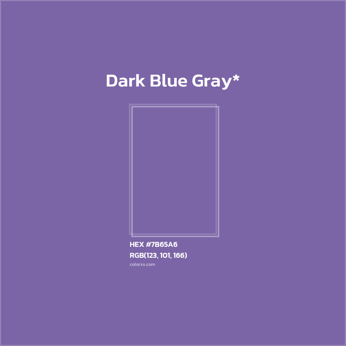 #7B65A6 hex color. RGB, RYB, CMYK, HSL, HSV codes and color conversions. Matching color names, palettes, paints.