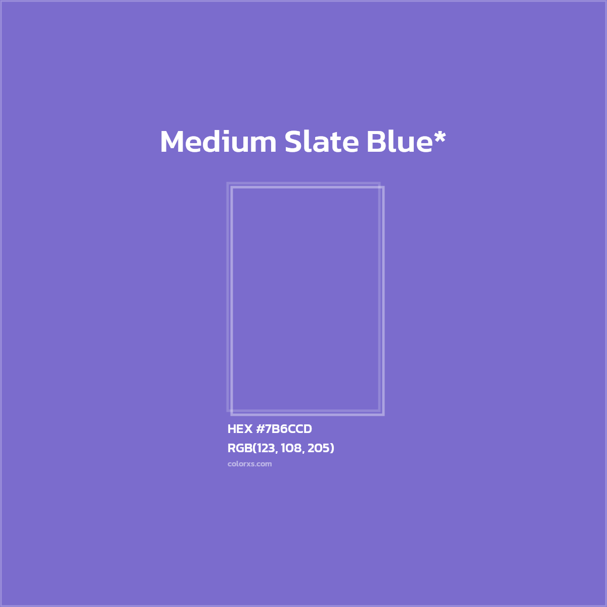 #7B6CCD hex color. RGB, RYB, CMYK, HSL, HSV codes and color conversions. Matching color names, palettes, paints.