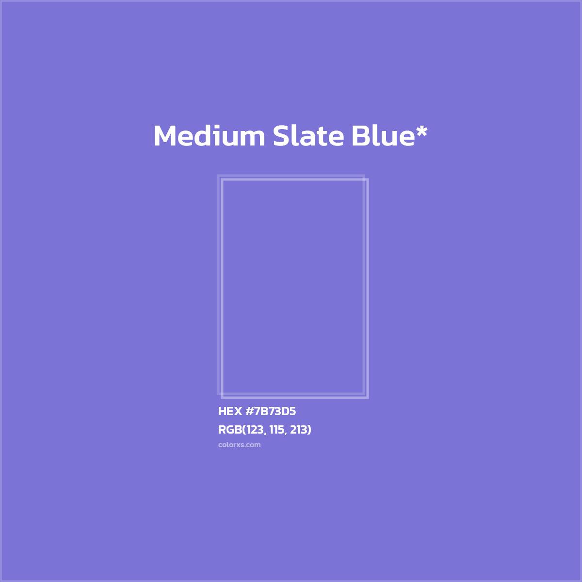 #7B73D5 hex color. RGB, RYB, CMYK, HSL, HSV codes and color conversions. Matching color names, palettes, paints.