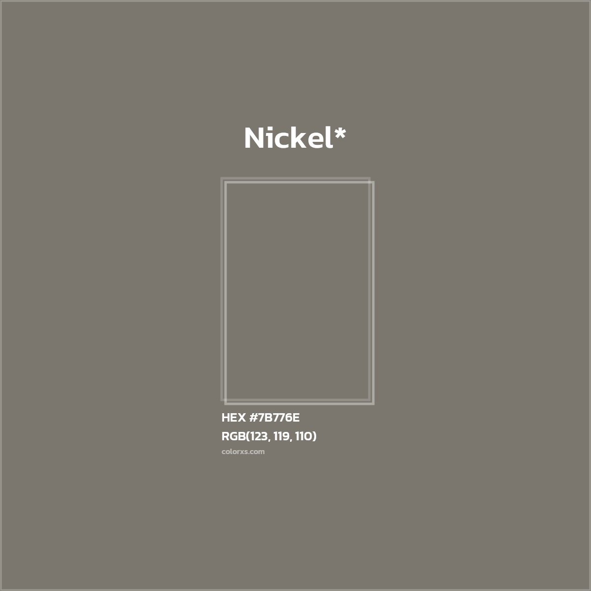 #7B776E hex color. RGB, RYB, CMYK, HSL, HSV codes and color conversions. Matching color names, palettes, paints.