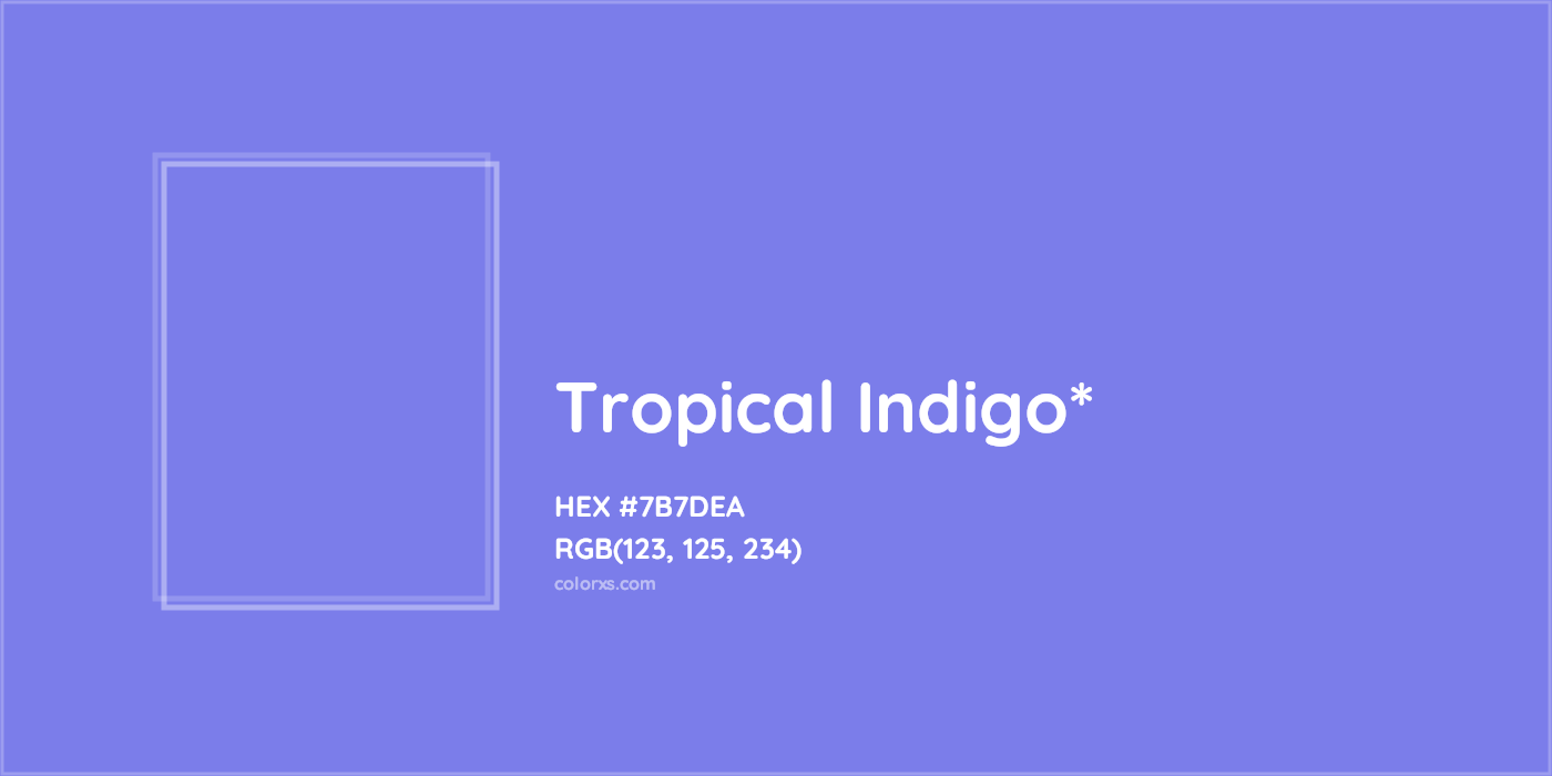 #7B7DEA hex color. RGB, RYB, CMYK, HSL, HSV codes and color conversions. Matching color names, palettes, paints.