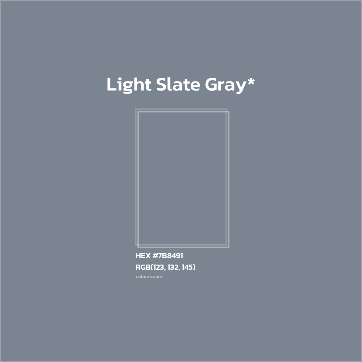 #7B8491 hex color. RGB, RYB, CMYK, HSL, HSV codes and color conversions. Matching color names, palettes, paints.