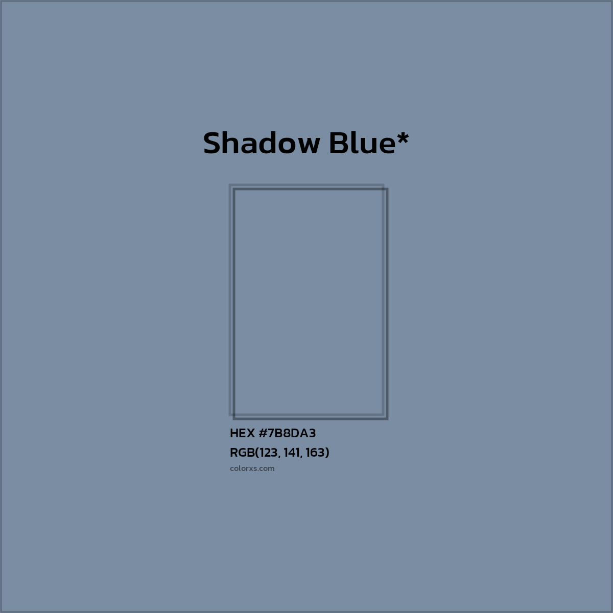 #7B8DA3 hex color. RGB, RYB, CMYK, HSL, HSV codes and color conversions. Matching color names, palettes, paints.