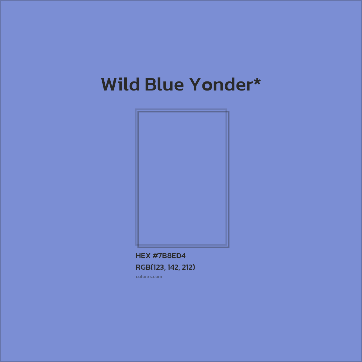 #7B8ED4 hex color. RGB, RYB, CMYK, HSL, HSV codes and color conversions. Matching color names, palettes, paints.