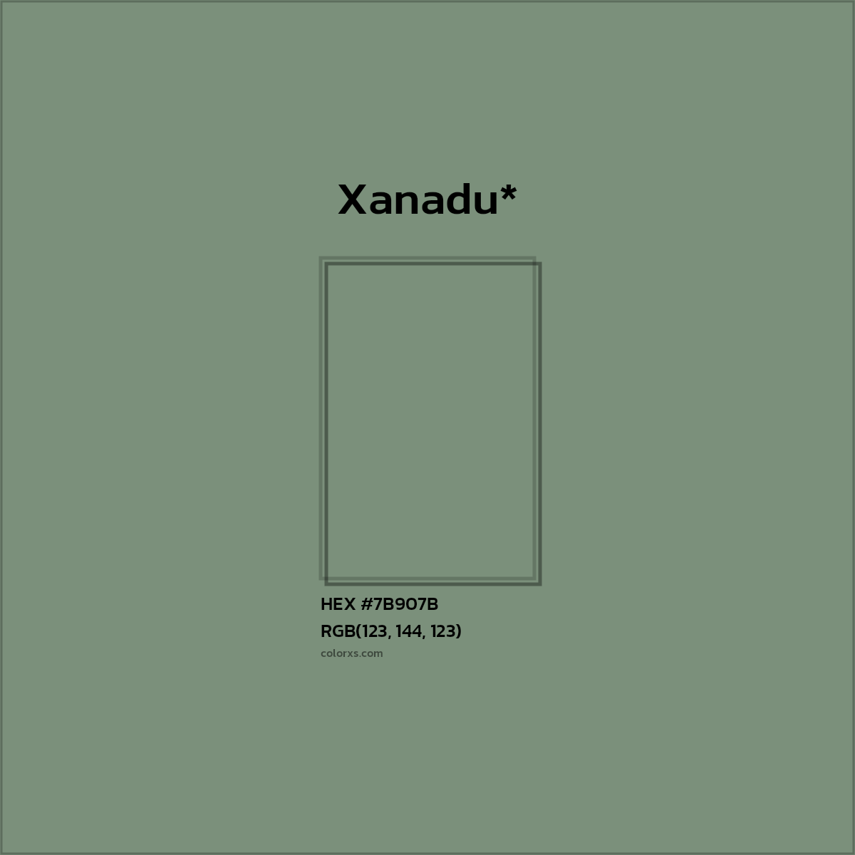 #7B907B hex color. RGB, RYB, CMYK, HSL, HSV codes and color conversions. Matching color names, palettes, paints.