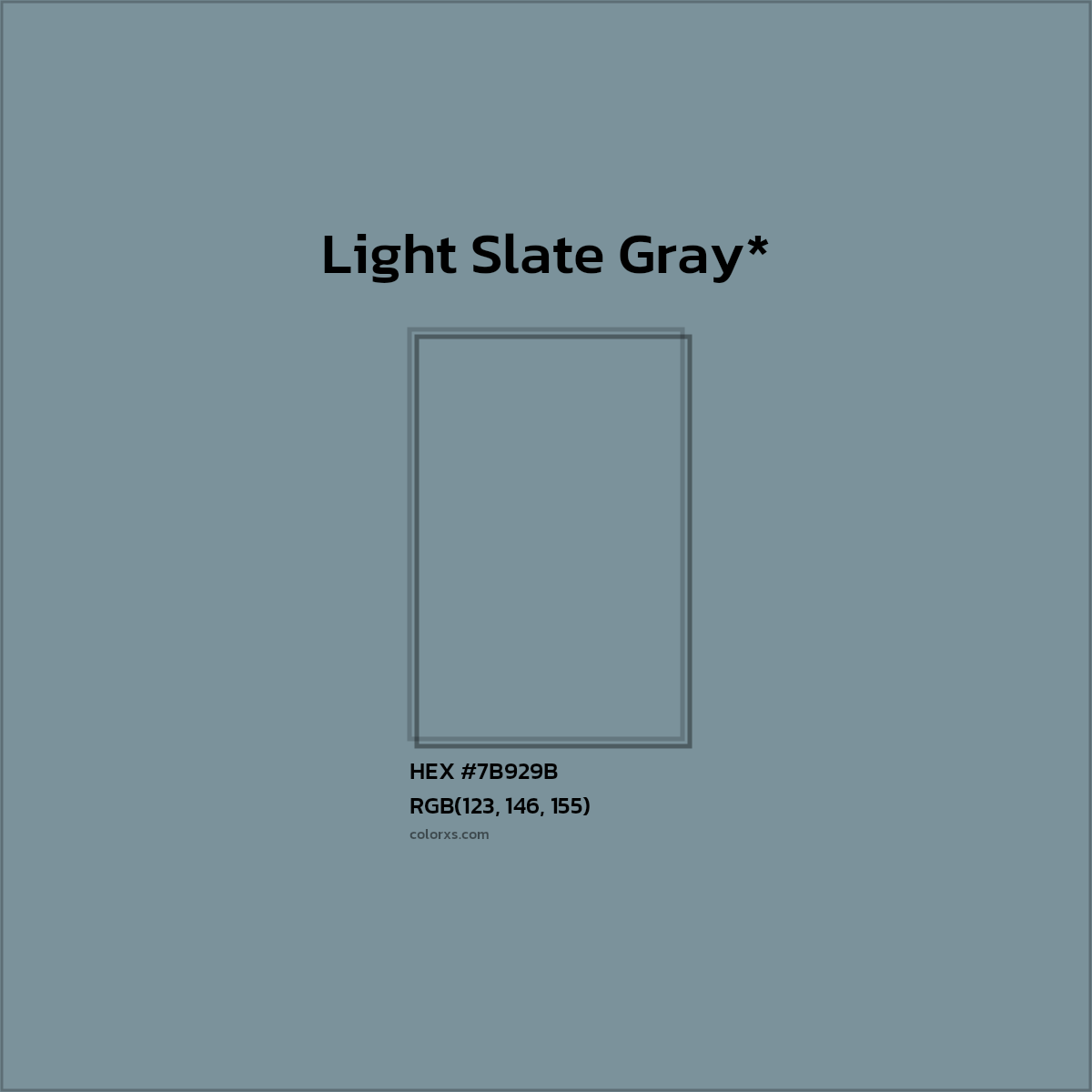 #7B929B hex color. RGB, RYB, CMYK, HSL, HSV codes and color conversions. Matching color names, palettes, paints.