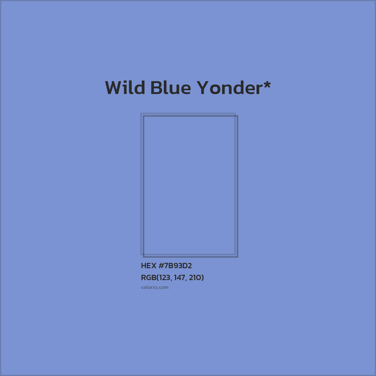 #7B93D2 hex color. RGB, RYB, CMYK, HSL, HSV codes and color conversions. Matching color names, palettes, paints.