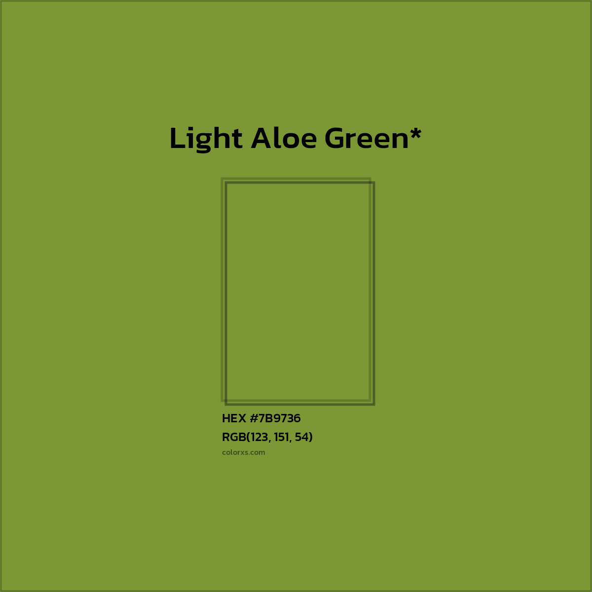 #7B9736 hex color. RGB, RYB, CMYK, HSL, HSV codes and color conversions. Matching color names, palettes, paints.