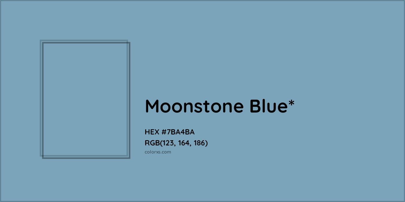#7BA4BA hex color. RGB, RYB, CMYK, HSL, HSV codes and color conversions. Matching color names, palettes, paints.