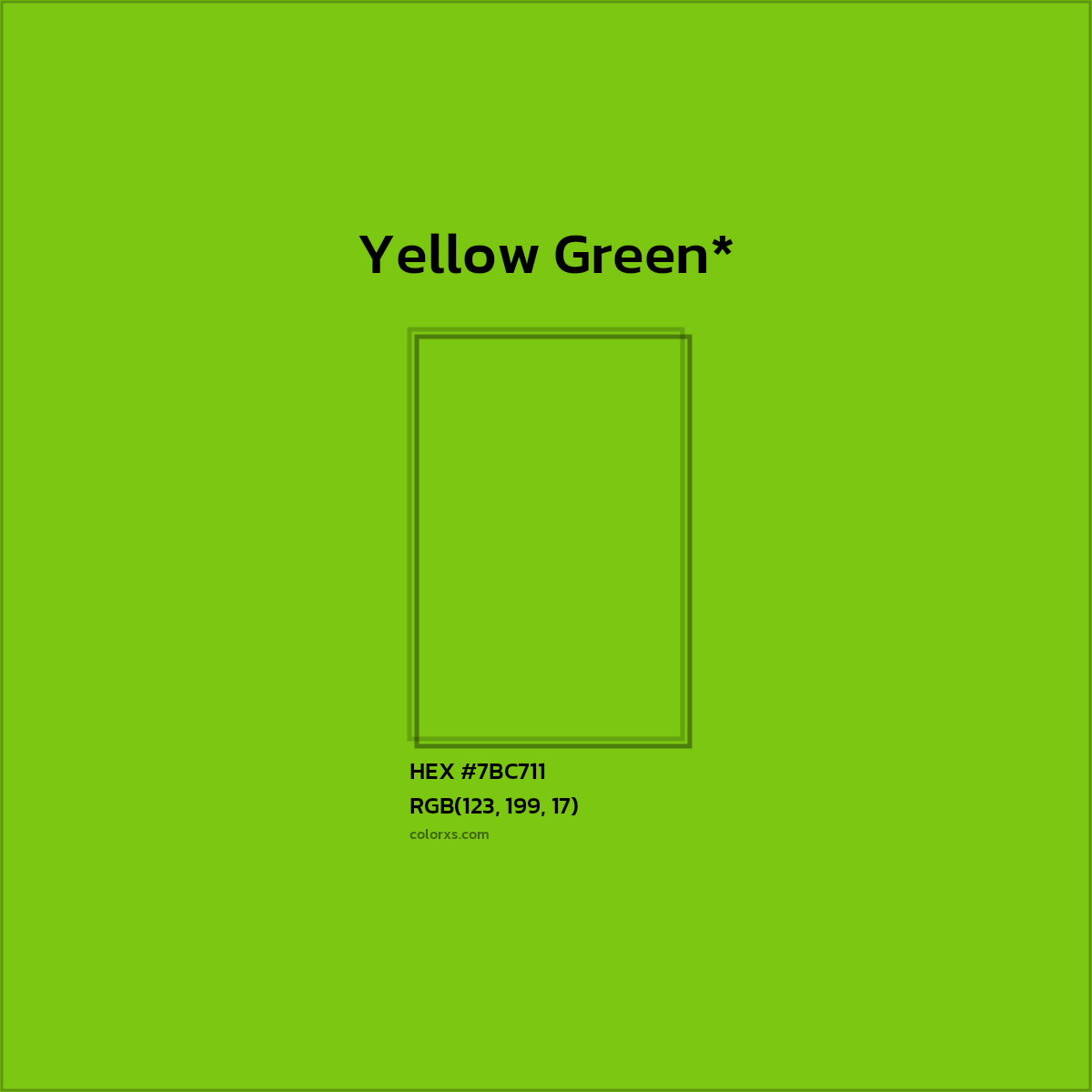 #7BC711 hex color. RGB, RYB, CMYK, HSL, HSV codes and color conversions. Matching color names, palettes, paints.