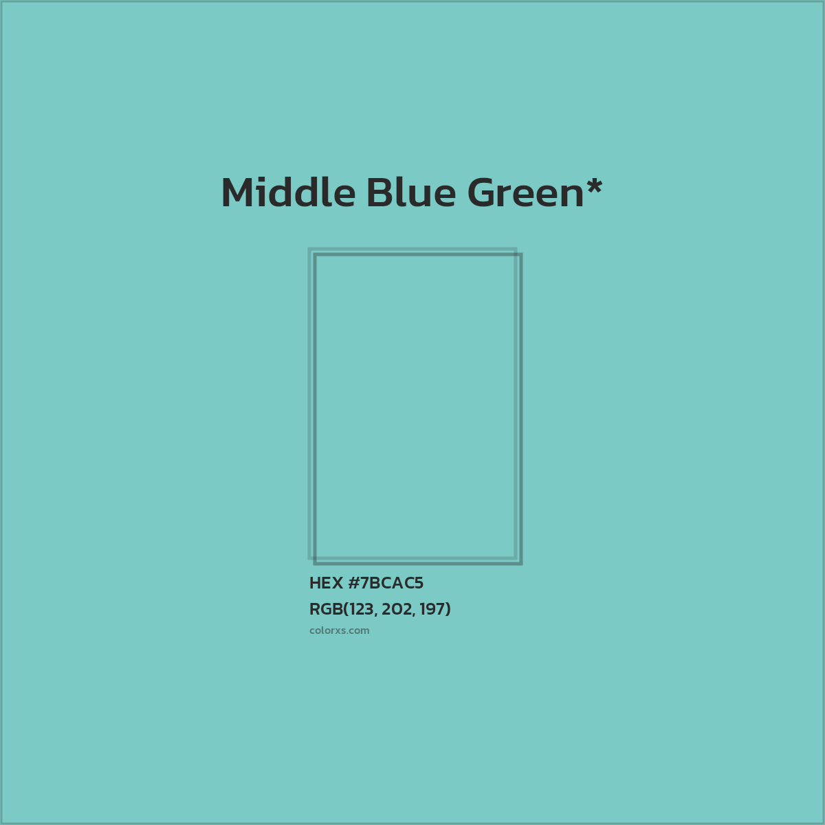 #7BCAC5 hex color. RGB, RYB, CMYK, HSL, HSV codes and color conversions. Matching color names, palettes, paints.
