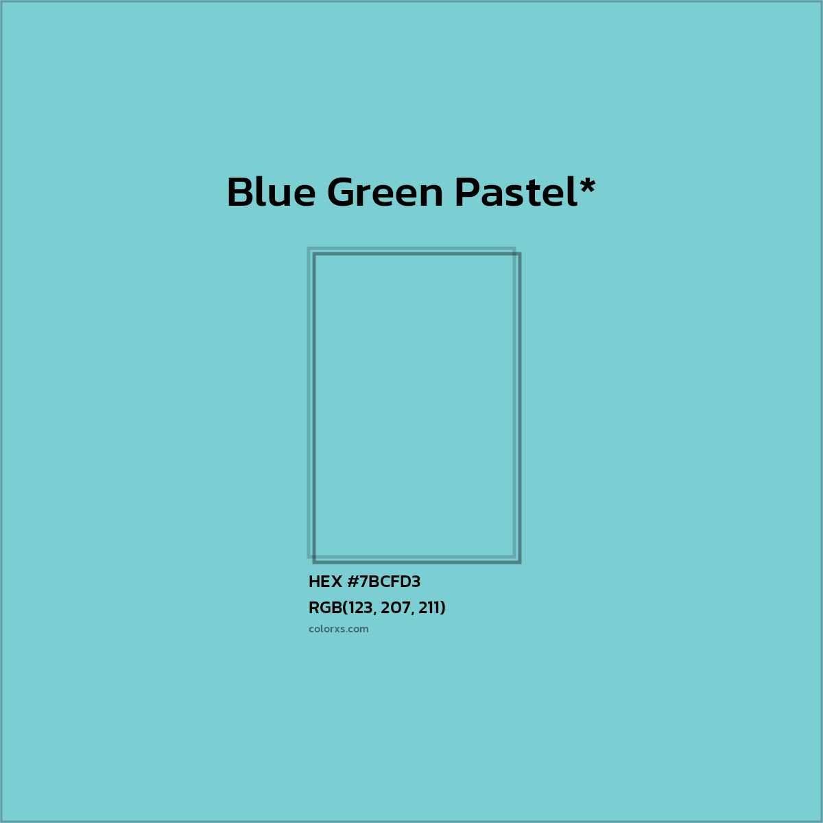 #7BCFD3 hex color. RGB, RYB, CMYK, HSL, HSV codes and color conversions. Matching color names, palettes, paints.