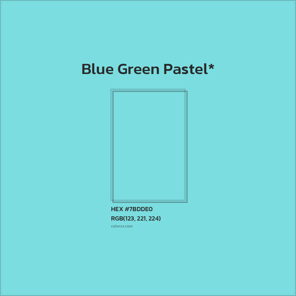 #7BDDE0 hex color. RGB, RYB, CMYK, HSL, HSV codes and color conversions. Matching color names, palettes, paints.