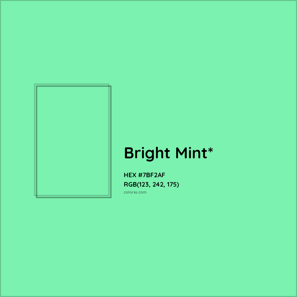 #7BF2AF hex color. RGB, RYB, CMYK, HSL, HSV codes and color conversions. Matching color names, palettes, paints.