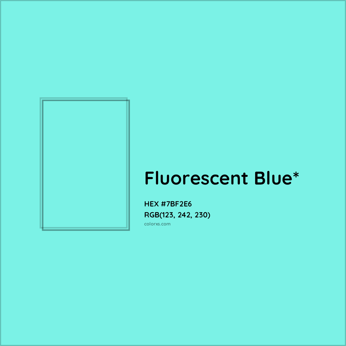 #7BF2E6 hex color. RGB, RYB, CMYK, HSL, HSV codes and color conversions. Matching color names, palettes, paints.