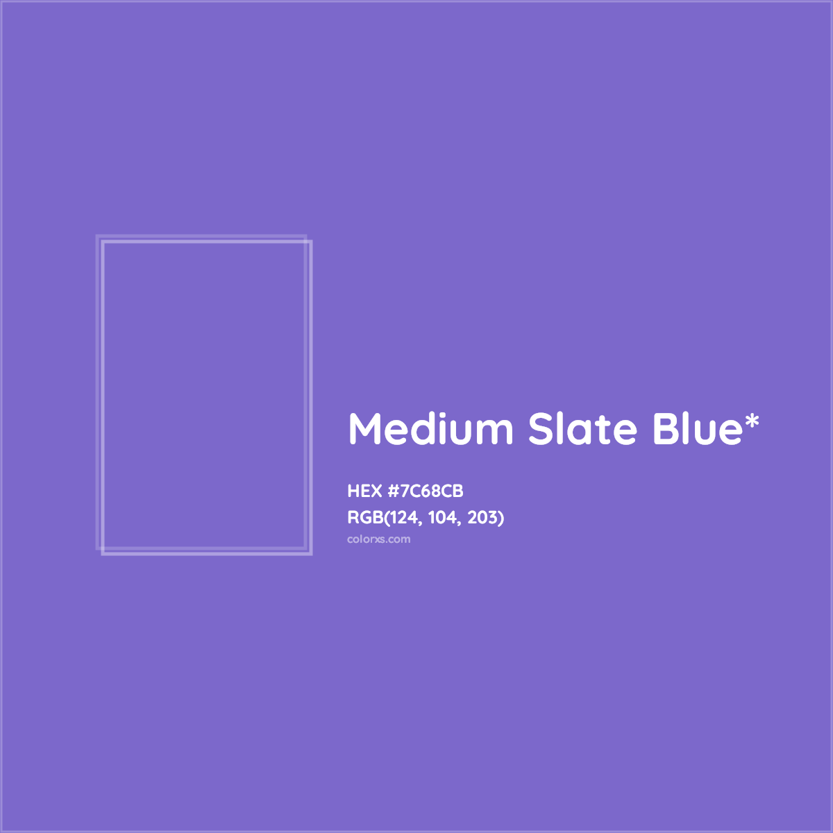 #7C68CB hex color. RGB, RYB, CMYK, HSL, HSV codes and color conversions. Matching color names, palettes, paints.