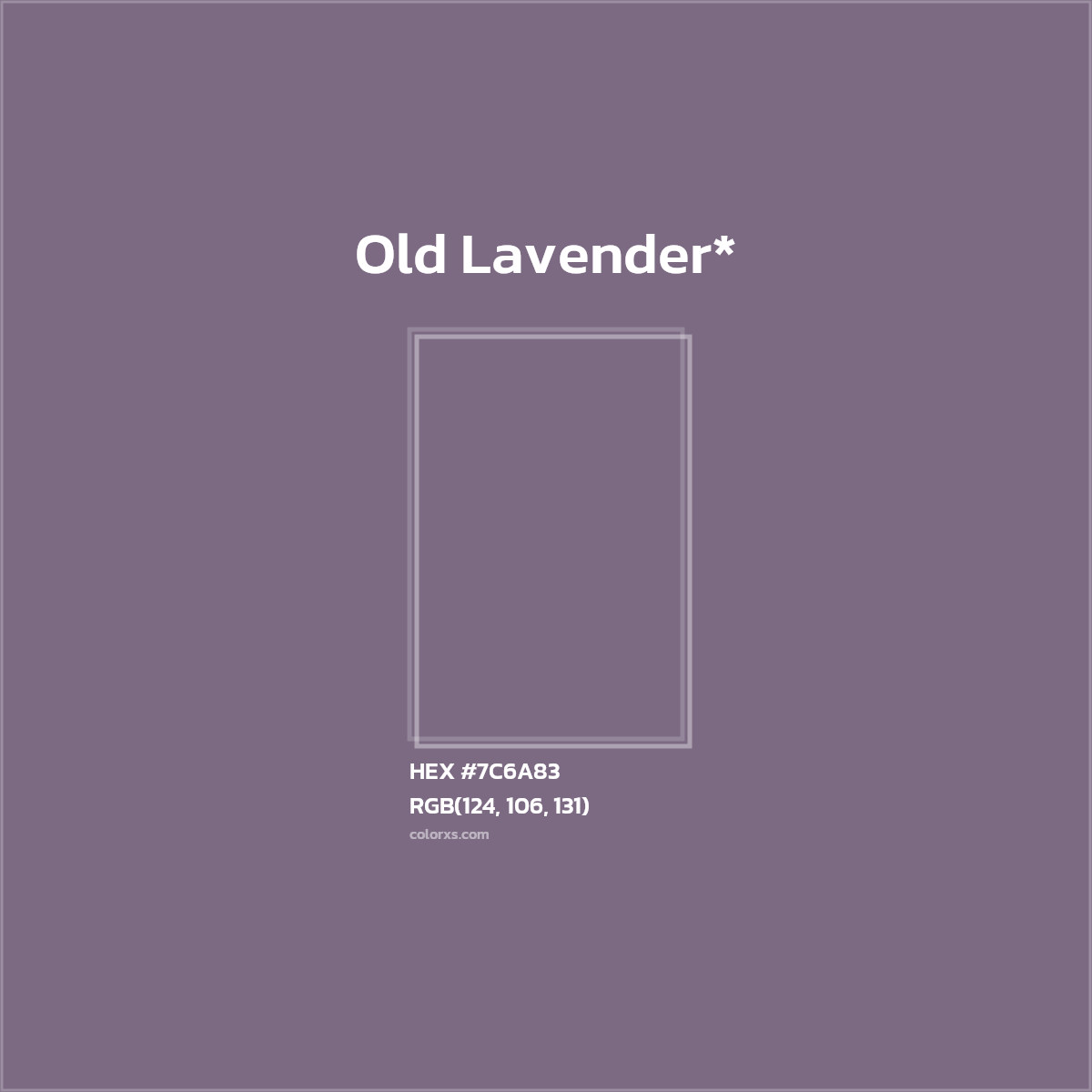 #7C6A83 hex color. RGB, RYB, CMYK, HSL, HSV codes and color conversions. Matching color names, palettes, paints.