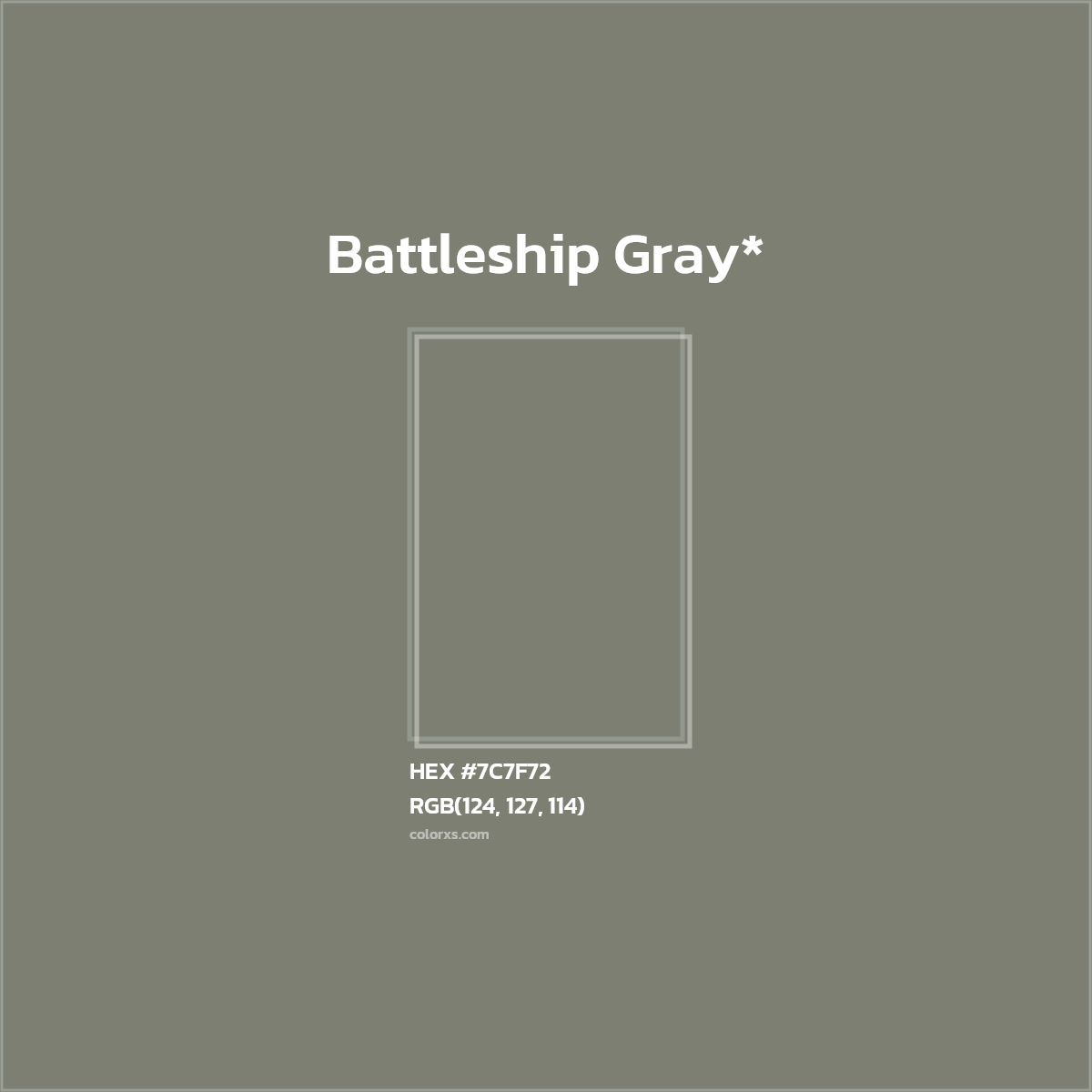 #7C7F72 hex color. RGB, RYB, CMYK, HSL, HSV codes and color conversions. Matching color names, palettes, paints.