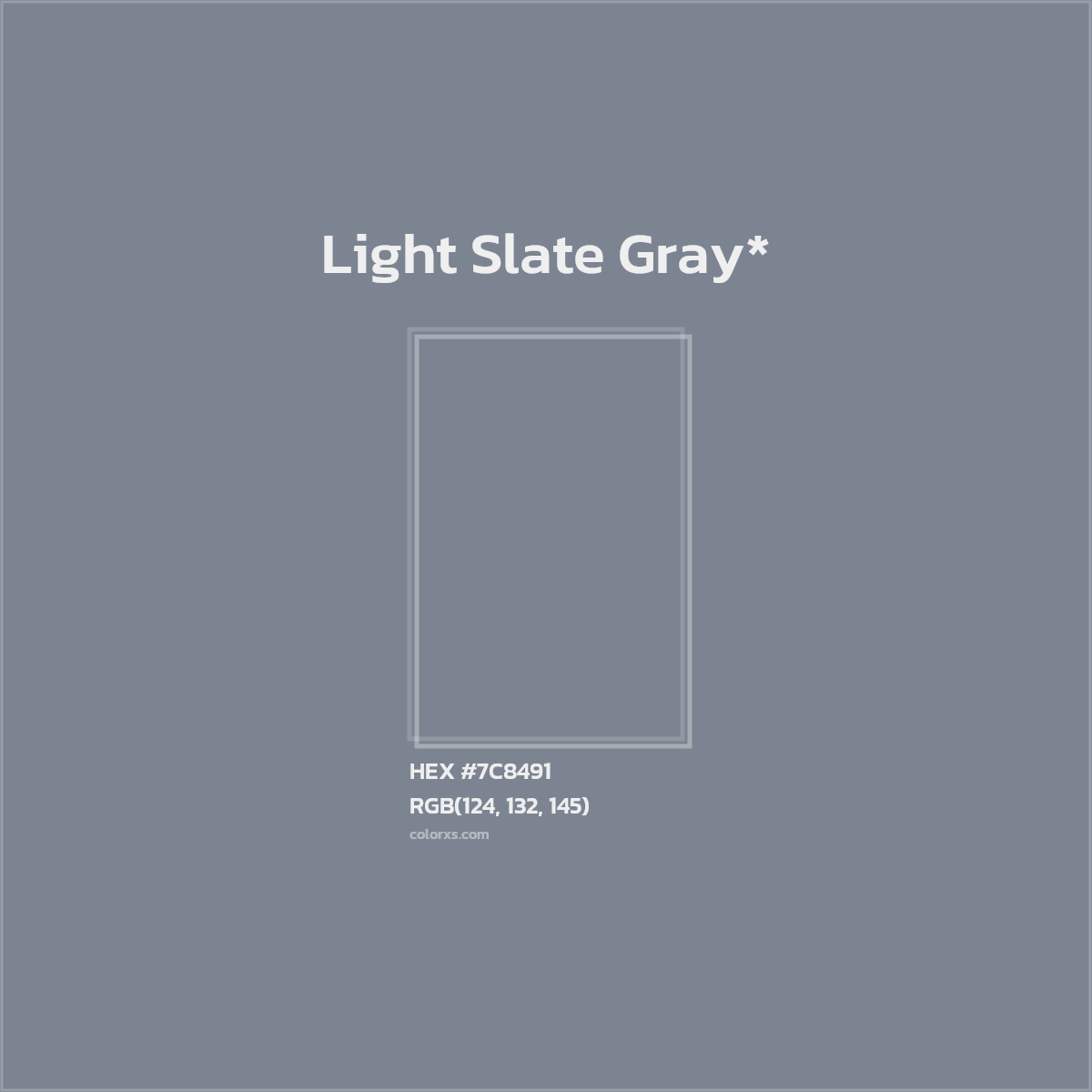 #7C8491 hex color. RGB, RYB, CMYK, HSL, HSV codes and color conversions. Matching color names, palettes, paints.