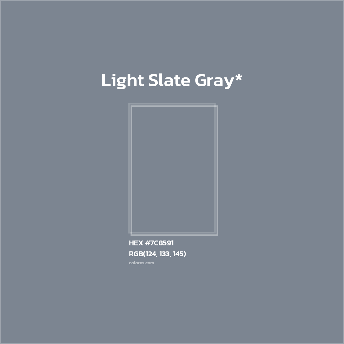#7C8591 hex color. RGB, RYB, CMYK, HSL, HSV codes and color conversions. Matching color names, palettes, paints.