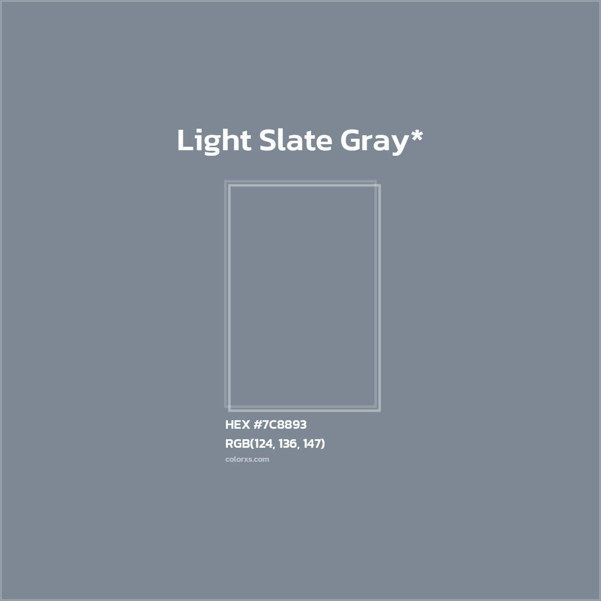 #7C8893 hex color. RGB, RYB, CMYK, HSL, HSV codes and color conversions. Matching color names, palettes, paints.