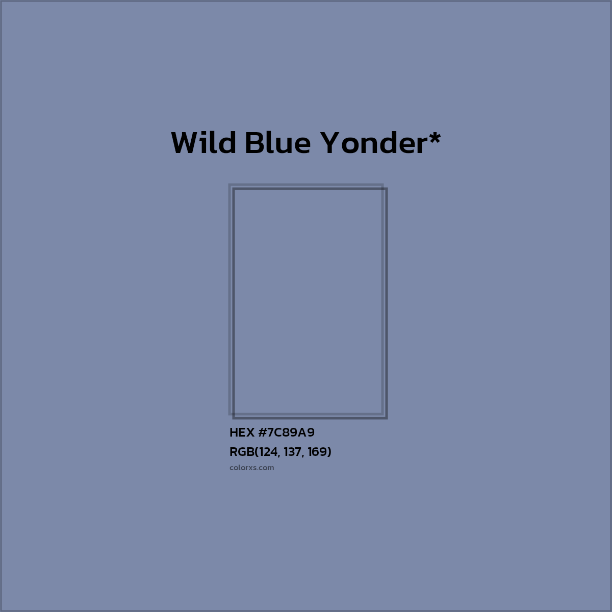 #7C89A9 hex color. RGB, RYB, CMYK, HSL, HSV codes and color conversions. Matching color names, palettes, paints.