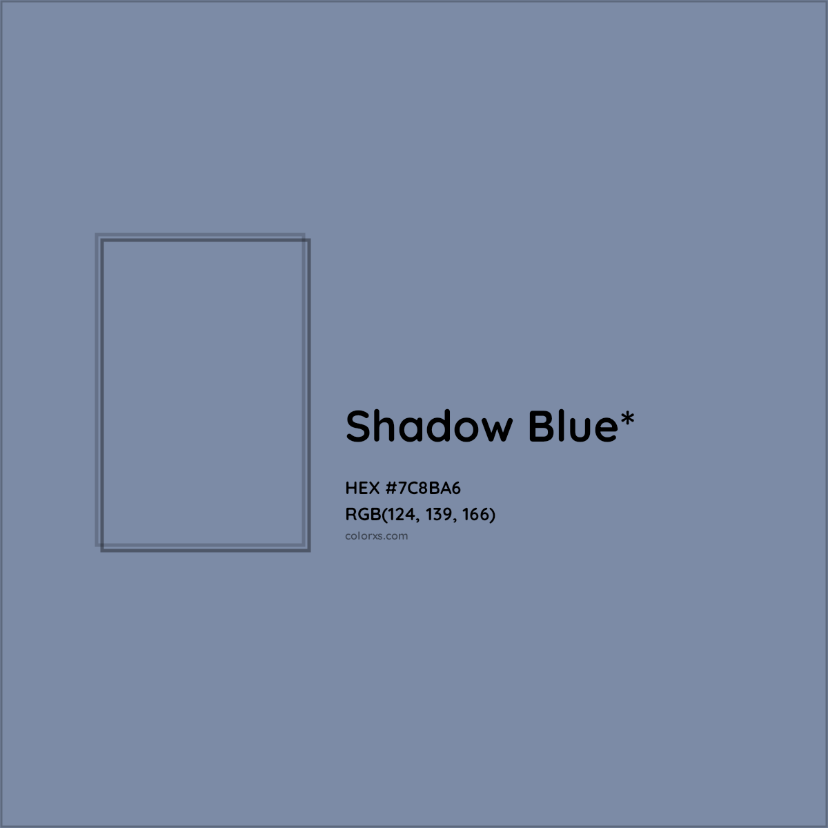 #7C8BA6 hex color. RGB, RYB, CMYK, HSL, HSV codes and color conversions. Matching color names, palettes, paints.