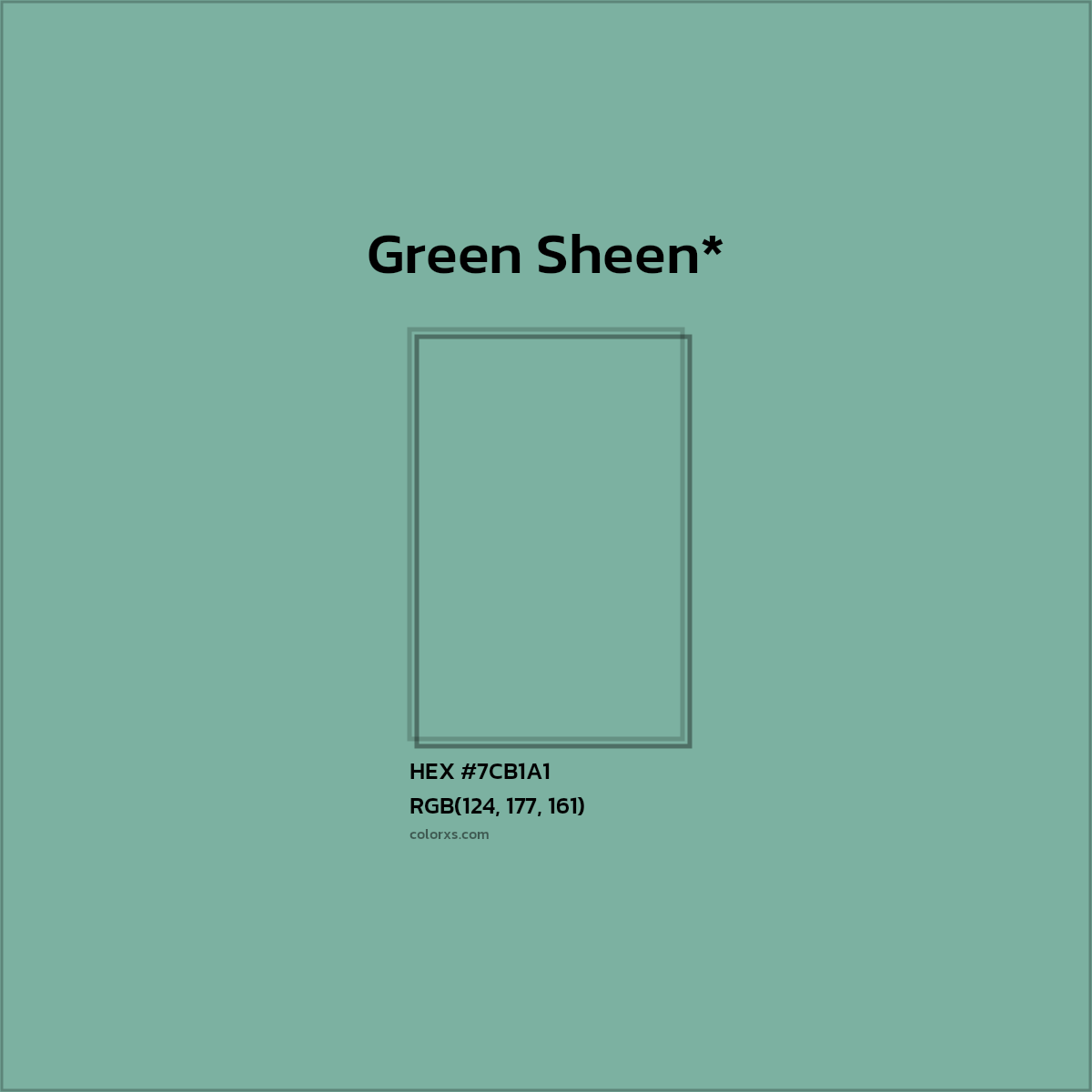 #7CB1A1 hex color. RGB, RYB, CMYK, HSL, HSV codes and color conversions. Matching color names, palettes, paints.