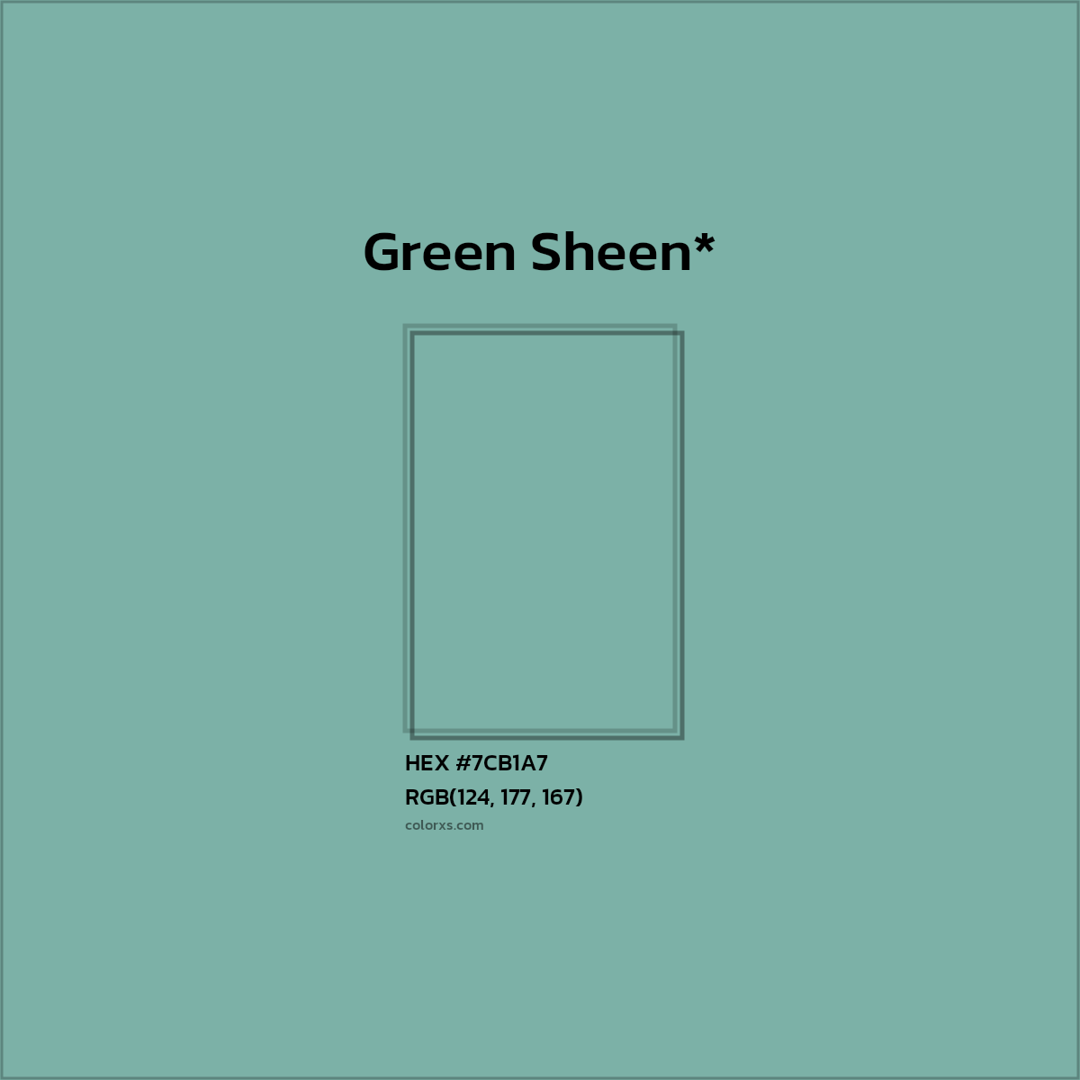 #7CB1A7 hex color. RGB, RYB, CMYK, HSL, HSV codes and color conversions. Matching color names, palettes, paints.