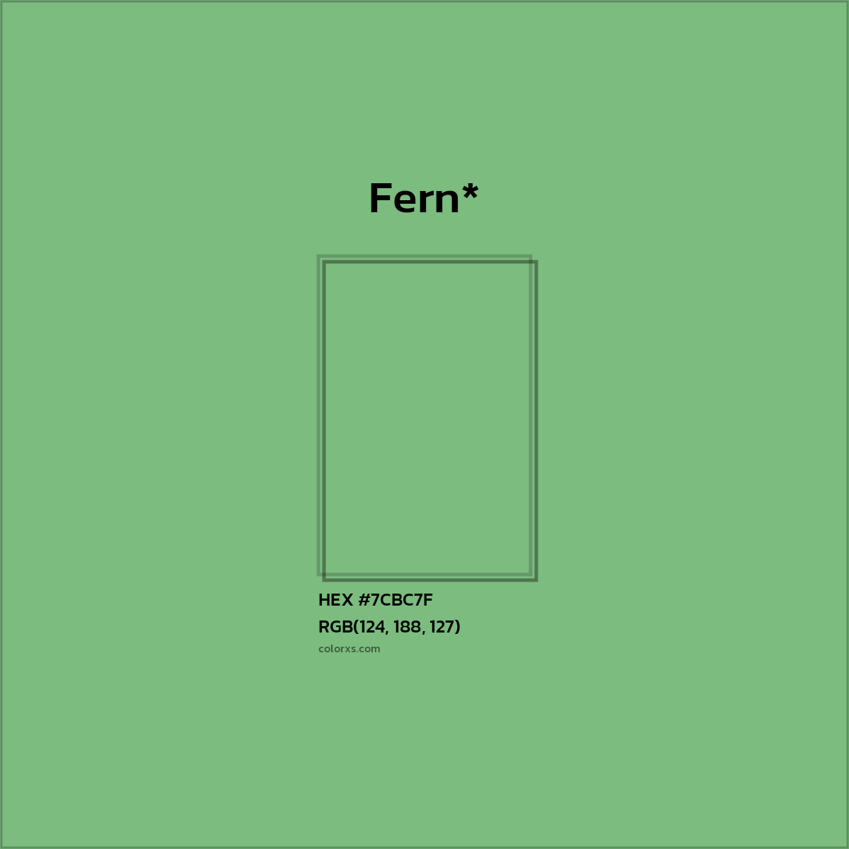 #7CBC7F hex color. RGB, RYB, CMYK, HSL, HSV codes and color conversions. Matching color names, palettes, paints.
