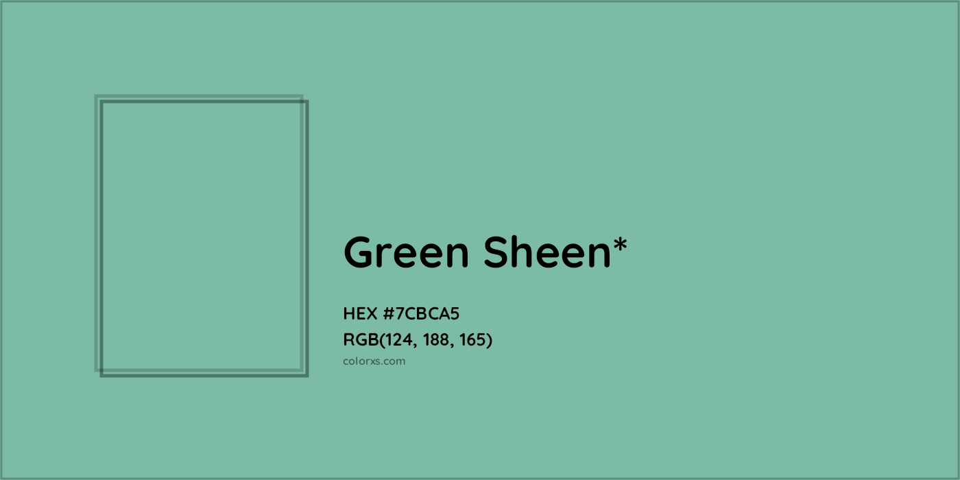 #7CBCA5 hex color. RGB, RYB, CMYK, HSL, HSV codes and color conversions. Matching color names, palettes, paints.