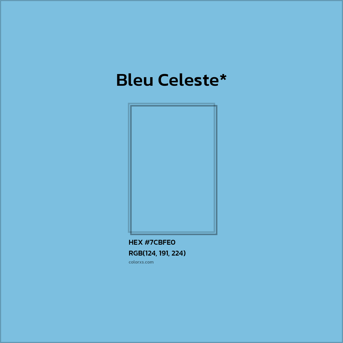 #7CBFE0 hex color. RGB, RYB, CMYK, HSL, HSV codes and color conversions. Matching color names, palettes, paints.