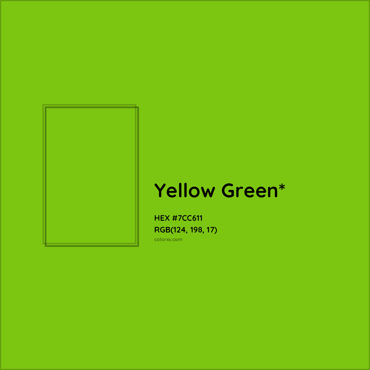 #7CC611 hex color. RGB, RYB, CMYK, HSL, HSV codes and color conversions. Matching color names, palettes, paints.